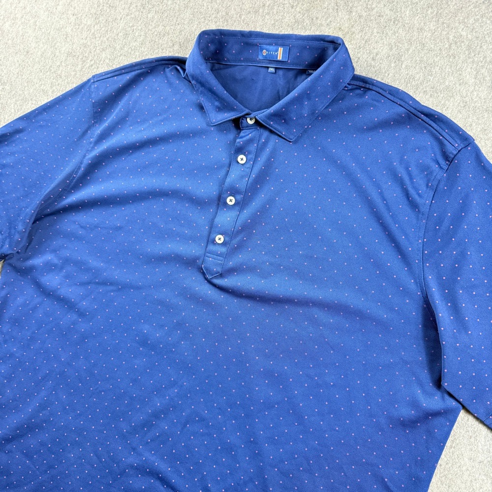Stitch Golf Mens Polo Shirt 2XL Navy Blue Micro Dot Short Sleeve Performance